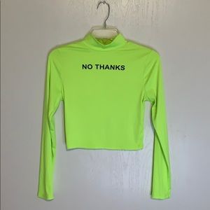 Neon green long sleeve cropped top